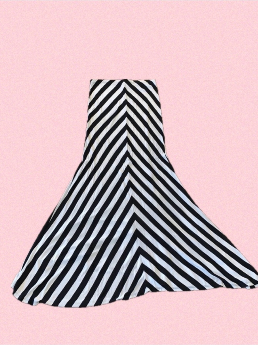 Black and White Striped Strapless Maxi Dress